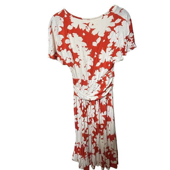 3/$30 ANTHROPLOGIE  MAEVE ORANGE FLORAL PRINT RUCHED SUMMER BREEZE SUN DRESS XS - Picture 10 of 16
